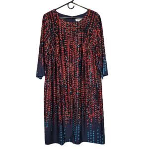 NorthStyle Plus Size Multicolor‎ Print 3/4 Sleeve Lined Dress Women's 18W